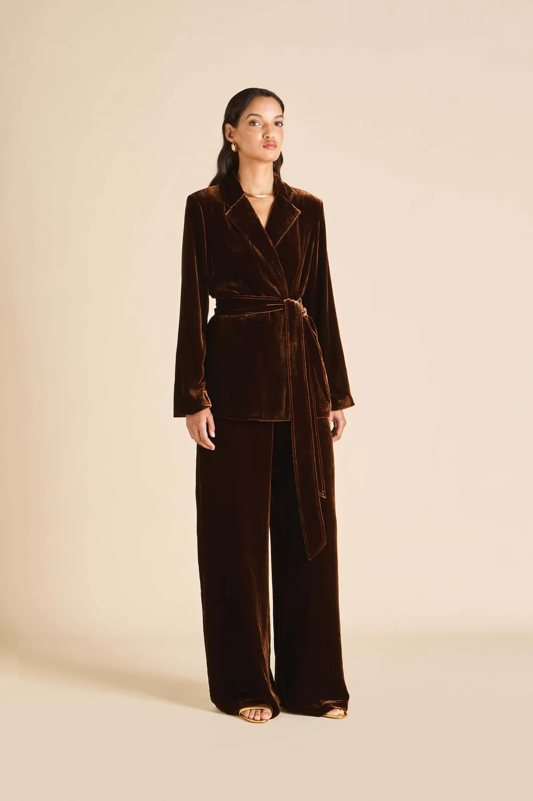 Jagger Walnut Brown silk velvet pajamas 2 - Image 5