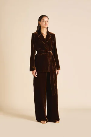 Піжама Jagger Walnut Brown з шовкового оксамиту