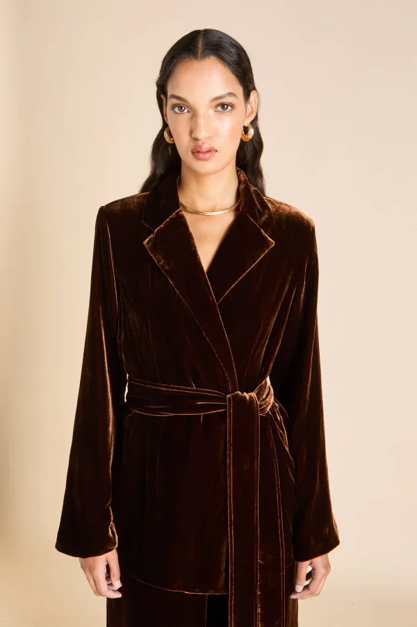Jagger Walnut Brown silk velvet pajamas 2 - Image 4